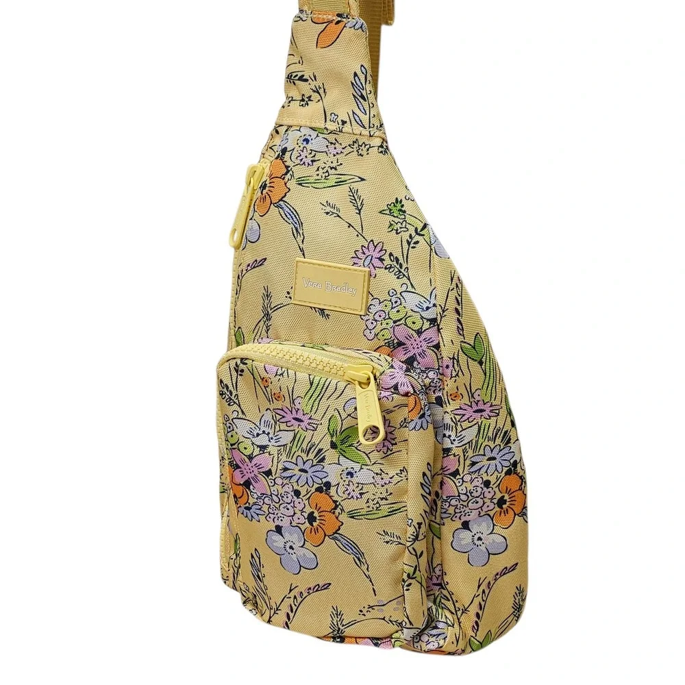 Vera Bradley Yellow‎ Wildflower Floral Sling Backpack Crossbody Bag Canvas